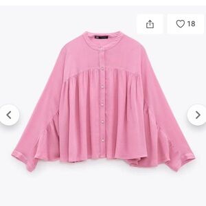 Zara Chiffon Batwing Pink Blouse Top M